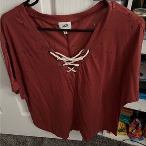 BKE Women's Red Lace-Up Top